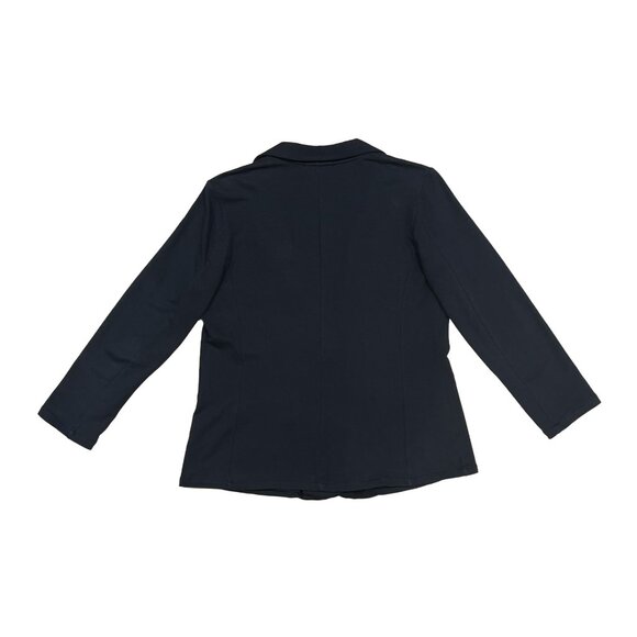 Black One-Button Cotton Stretch Blazer — Made in USA — Pleione Size M - Picture 4 of 12